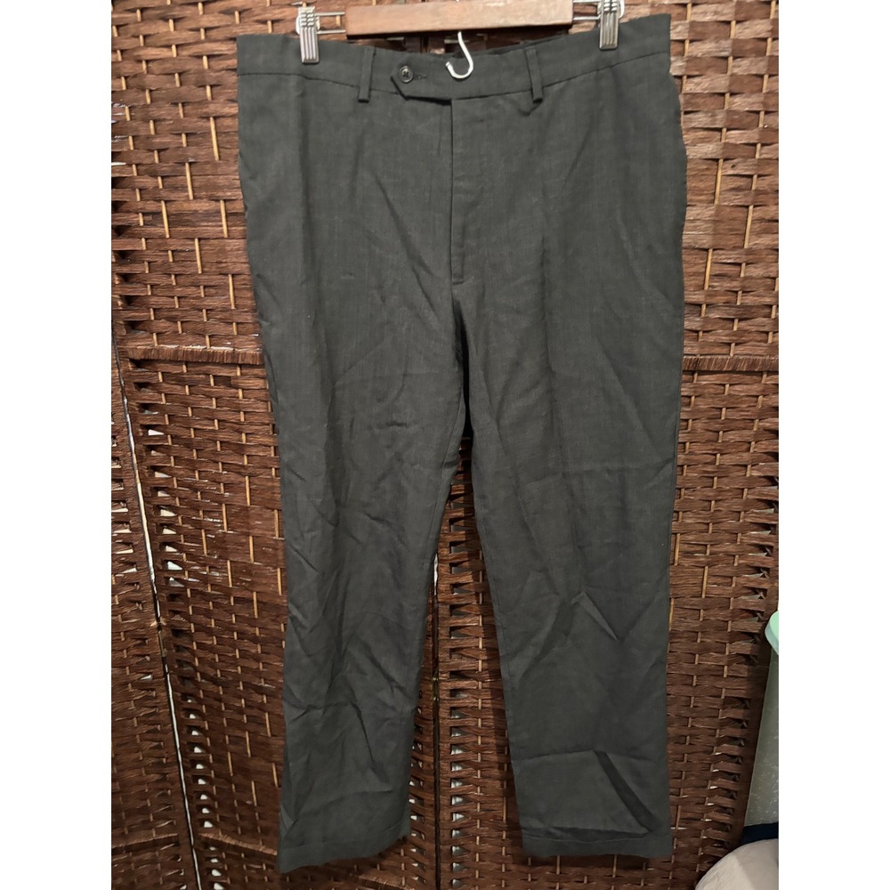 LANDS'‎ END Mens Tailored Fit Gray Wool Blend Dress Pants Trousers 36x30